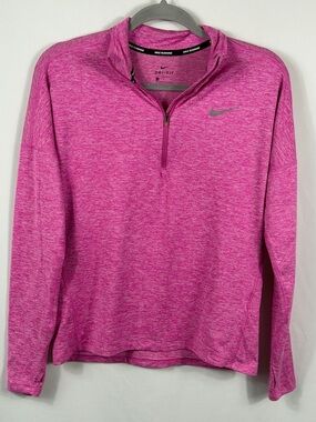 Nike Running Pink Heather Quarter-Zip Performance Pullover. Womens Size Small